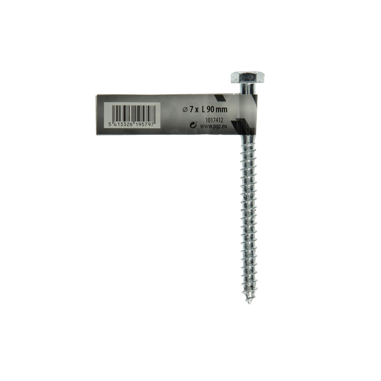 Mack 1017412 - Holzgewindebolzen Stahl verzinkt 1 Stück 7 x 90 mm | 10 Stück