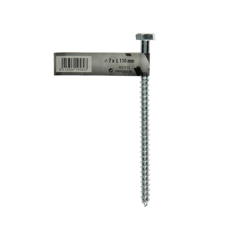 Mack 1017413 - Holzgewindebolzen Stahl verzinkt 1 Stück 7 x 110 mm | 10 Stück