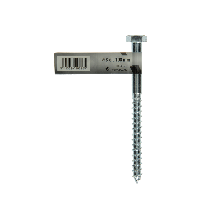 Mack 1017419 - Holzgewindebolzen Stahl verzinkt 1 Stück 8 x 100 mm | 10 Stück