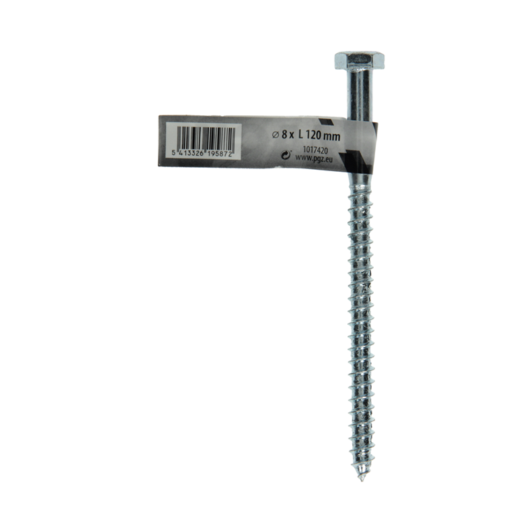 Mack 1017420 - Holzgewindebolzen Stahl verzinkt 1 Stück 8 x 120 mm | 10 Stück