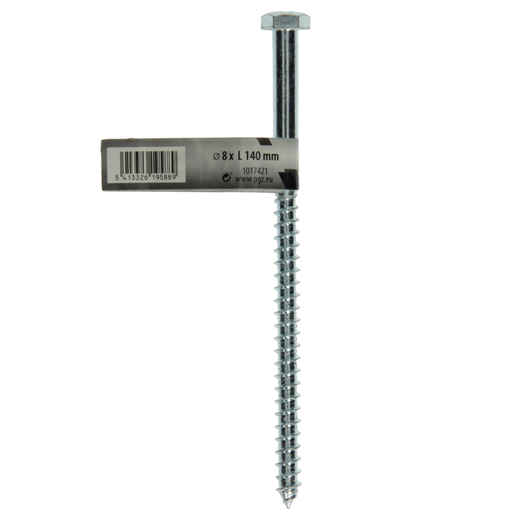 Mack 1017421 - Holzgewindebolzen Stahl verzinkt 1 Stück 8 x 140 mm | 10 Stück