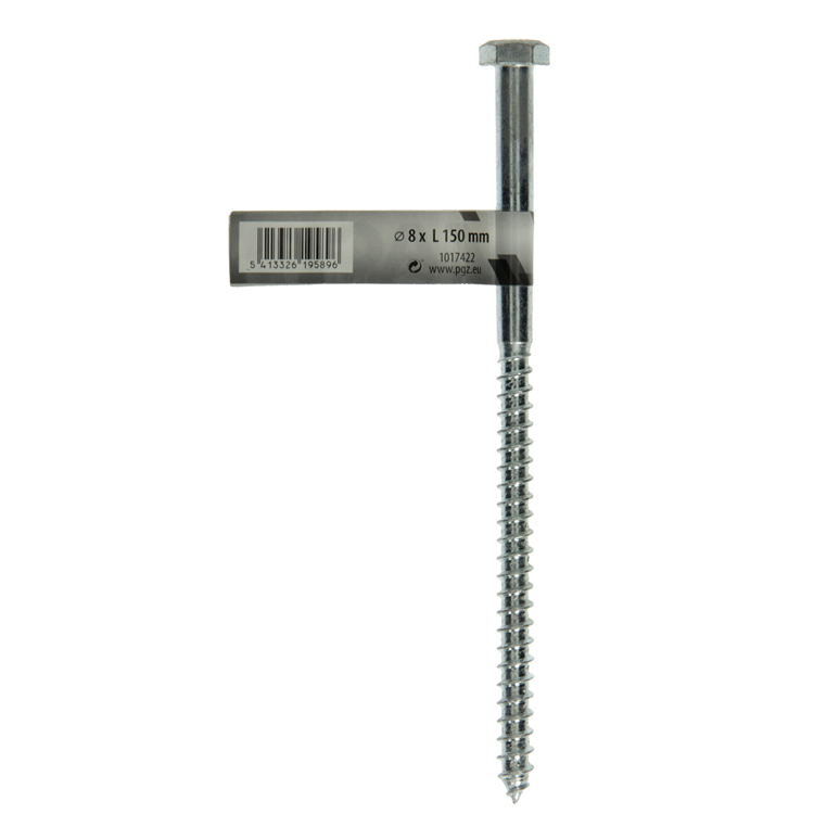 Mack 1017422 - Holzgewindebolzen Stahl verzinkt 1 Stück 8 x 150 mm | 10 Stück