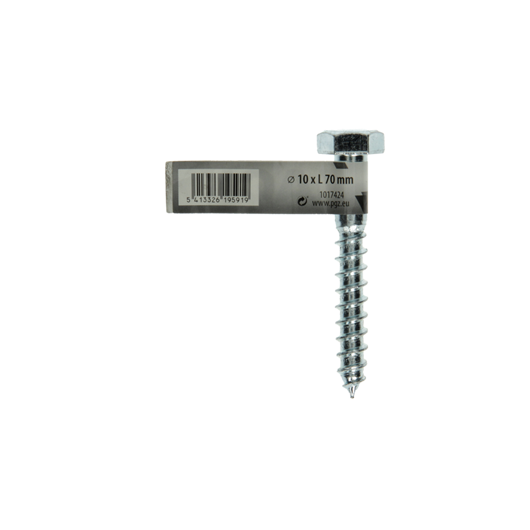 Mack 1017424 - Holzgewindebolzen Stahl verzinkt 1 Stück 10 x 70 mm | 10 Stück