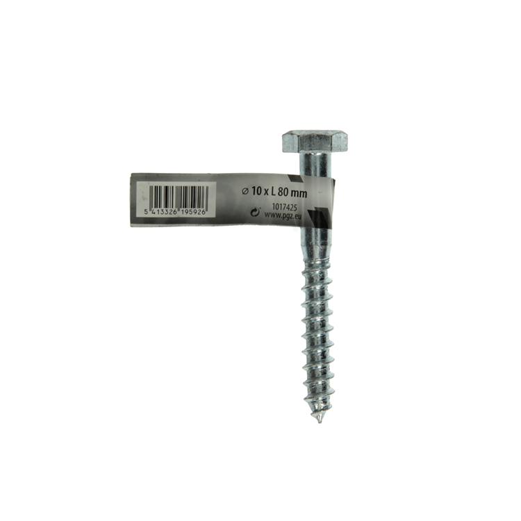 Mack 1017425 - Holzgewindebolzen Stahl verzinkt 1 Stück 10 x 80 mm | 10 Stück