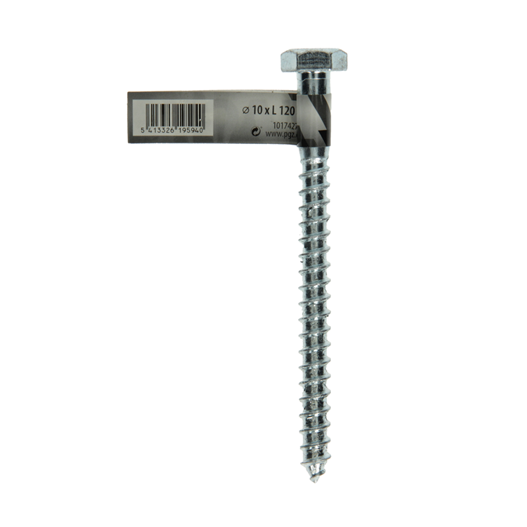 Mack 1017427 - Holzgewindebolzen Stahl verzinkt 1 Stück 10 x 120 mm | 10 Stück