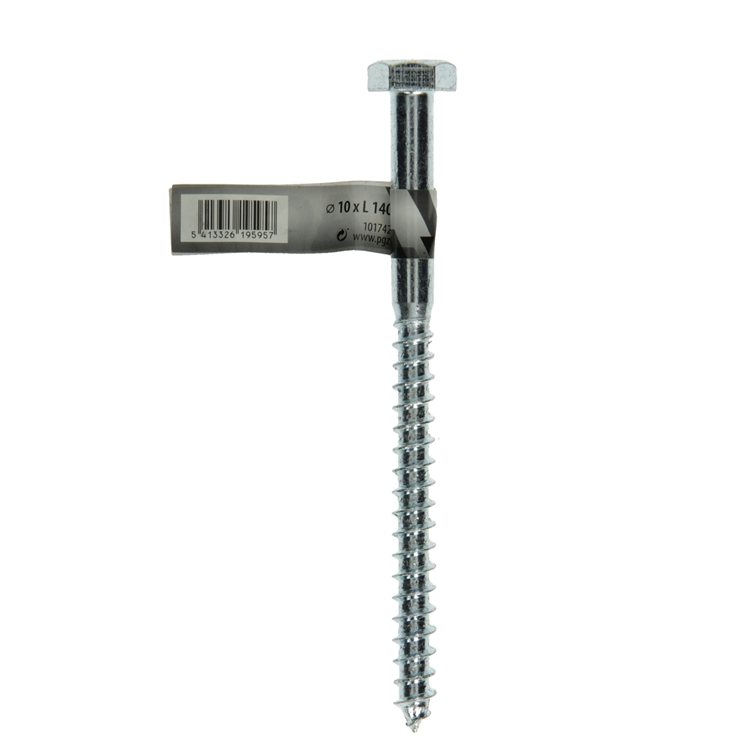Mack 1017428 - Holzgewindebolzen Stahl verzinkt 1 Stück 10 x 140 mm | 10 Stück