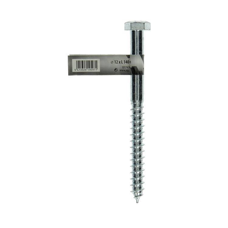 Mack 1017430 - Holzgewindebolzen Stahl verzinkt 1 Stück 12 x 140 mm | 10 Stück