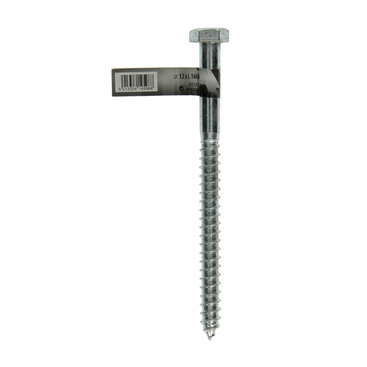 Mack 1017431 - Holzgewindebolzen Stahl verzinkt 1 Stück 12 x 160 mm | 10 Stück