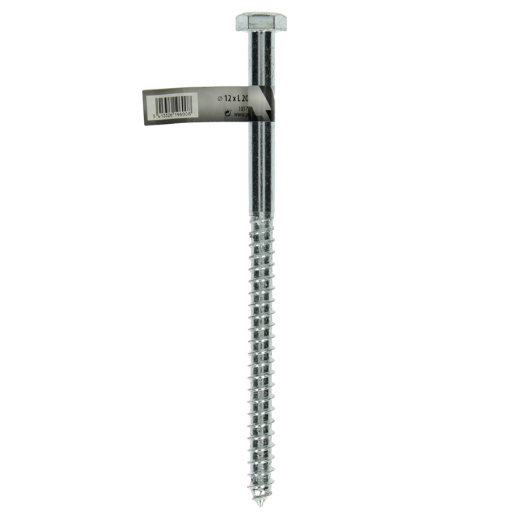 Mack 1017433 - Holzgewindebolzen Stahl verzinkt 1 Stück 12 x 200 mm | 10 Stück