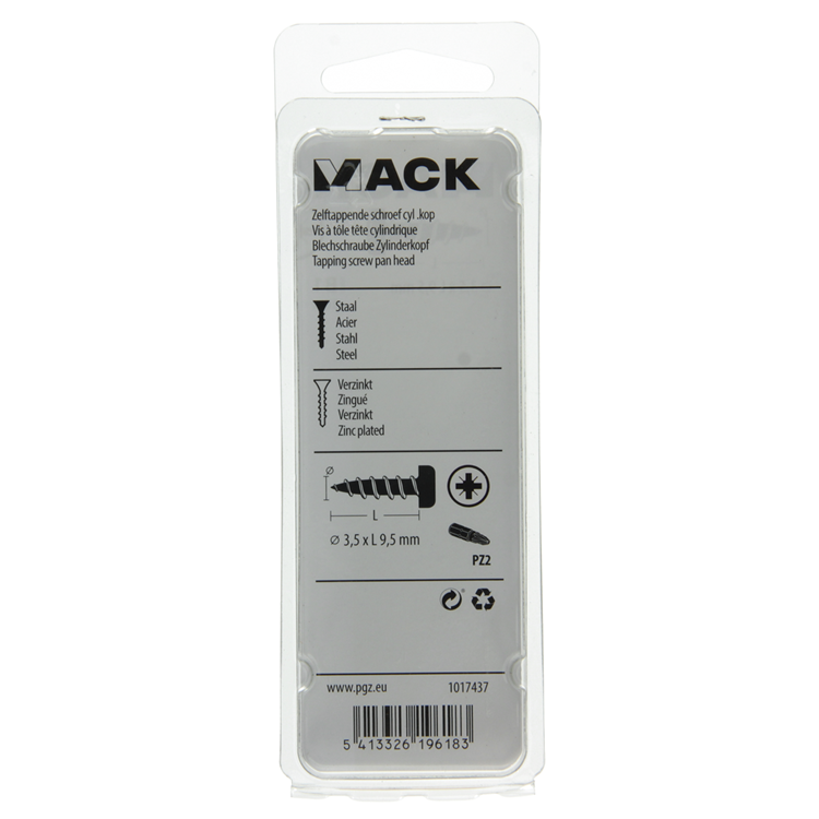 Mack 1017437 - selbstschneidende Schraube Zyl. Kopf verzinkt 30 Stück 3,5 x 9,5 mm | 10 Stück