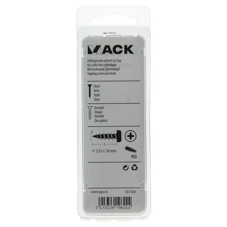 Mack 1017443 - Blechschraube Zylinderkopf verzinkt 24 Stück 3,9 x 16 mm | 10 Stück
