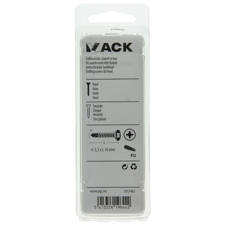 Mack 1017461 – selbstbohrende Schraube mit verzinktem Kopf. 35 Stück 3,5 x 16 mm | 10 Stück