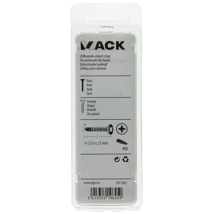 Mack 1017462 – selbstbohrende Schraube mit verzinktem Kopf. 30 Stück 3,5 x 25 mm | 10 Stück