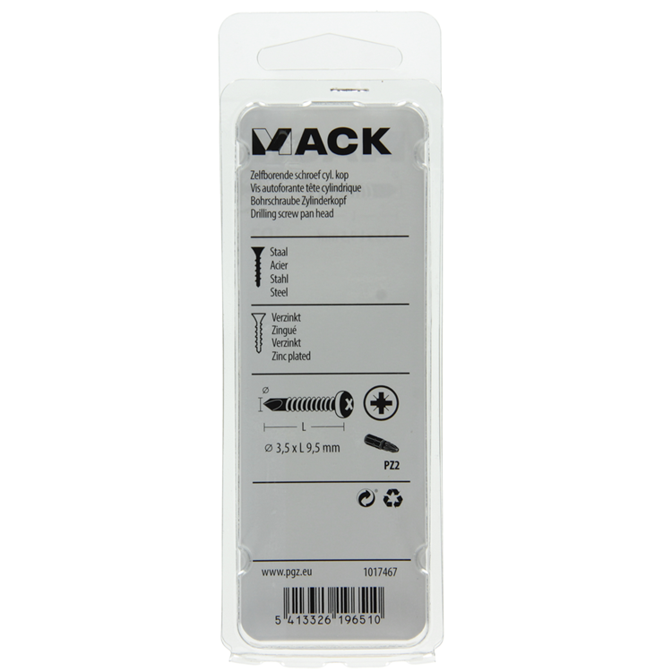 Mack 1017467 – selbstbohrende Schraube Zyl. Kopfkond. 40 Stück 3,5 x 9,5 mm | 10 Stück