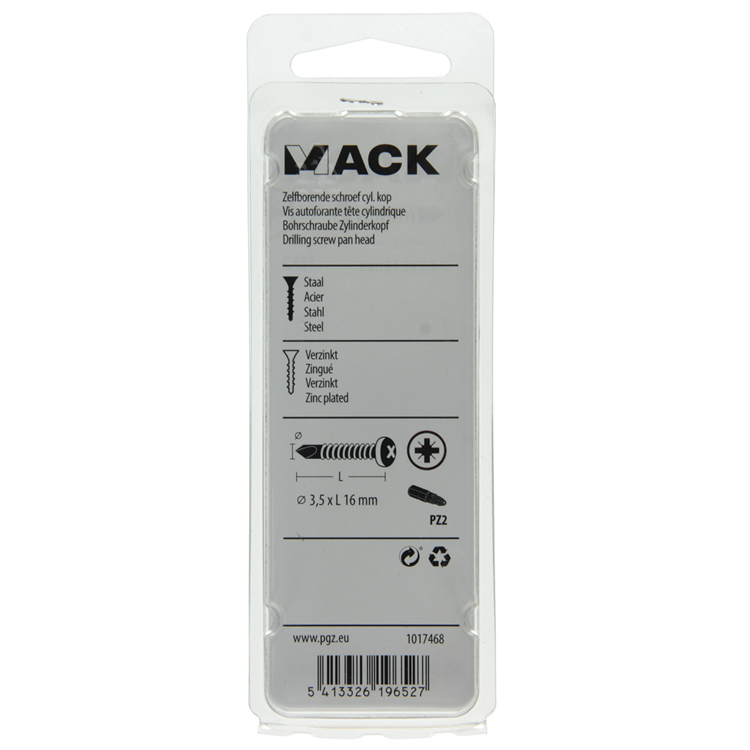 Mack 1017468 – selbstbohrende Schraube Zyl. Kopfkond. 35 Stück 3,5 x 16 mm | 10 Stück