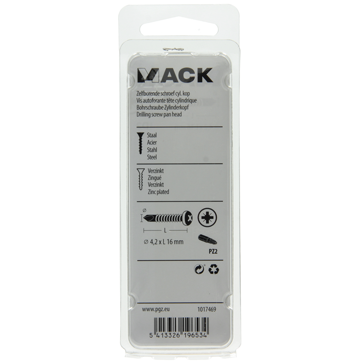 Mack 1017469 – selbstbohrende Schraube Zyl. Kopfkond. 28 Stück 4,2 x 16 mm | 10 Stück