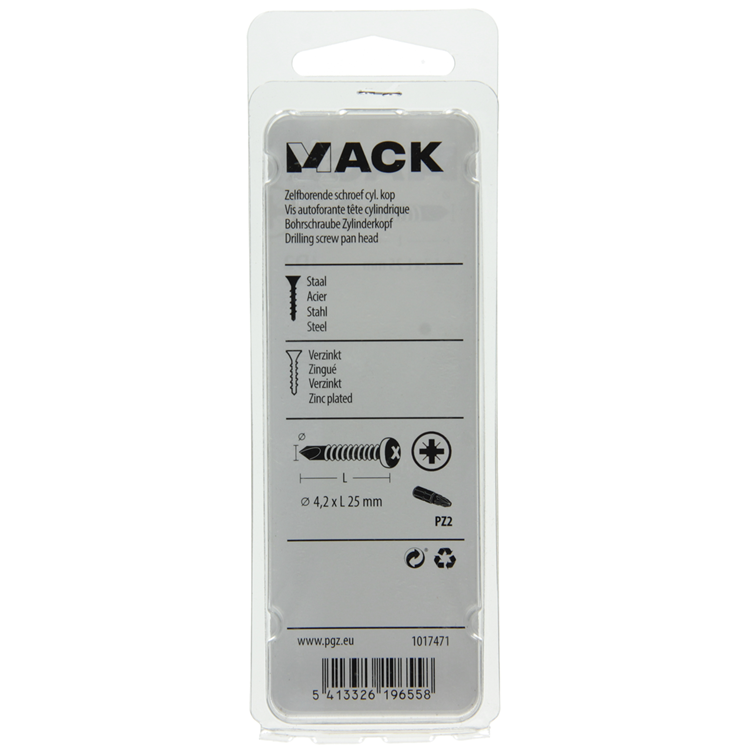 Mack 1017471 – selbstbohrende Schraube Zyl. Kopfkond. 24 Stück 4,2 x 25 mm | 10 Stück