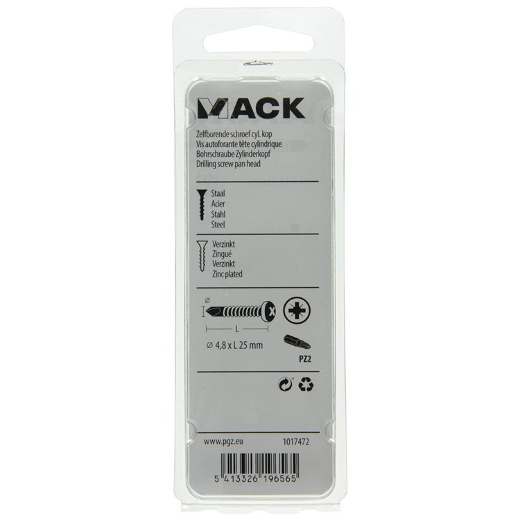 Mack 1017472 – selbstbohrende Schraube Zyl. Kopfkond. 20 Stück 4,8 x 25 mm | 10 Stück