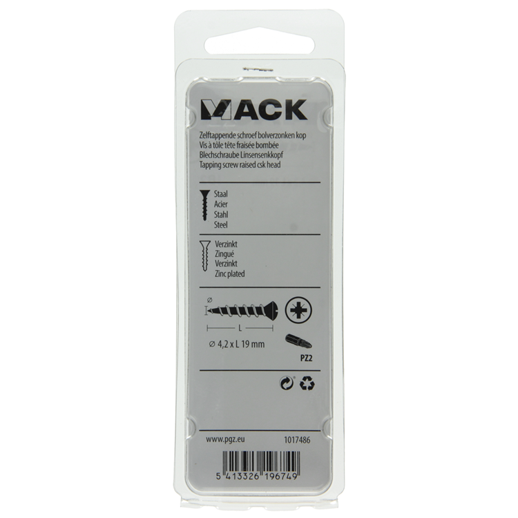Mack 1017486 – selbstschneidende Schraube BVK verzinkt 18 Stück 4,2 x 19 mm | 10 Stück