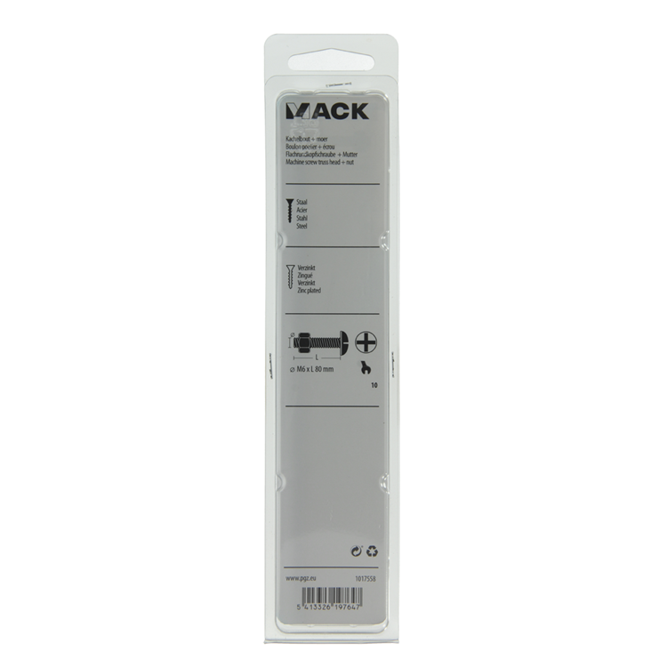 Mack 1017558 – Heizungsschraube + Mutter aus verzinktem Stahl, 4 Stück, M6 x 80 mm | 5 Stück