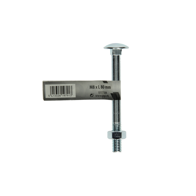 Mack 1017584 – Holzschraube + Mutter aus verzinktem Stahl, 1 Stück, M8 x 80 mm | 10 Stück