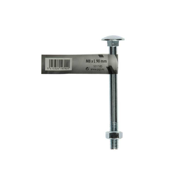 Mack 1017585 – Holzschraube + Mutter aus verzinktem Stahl, 1 Stück, M8 x 90 mm | 10 Stück