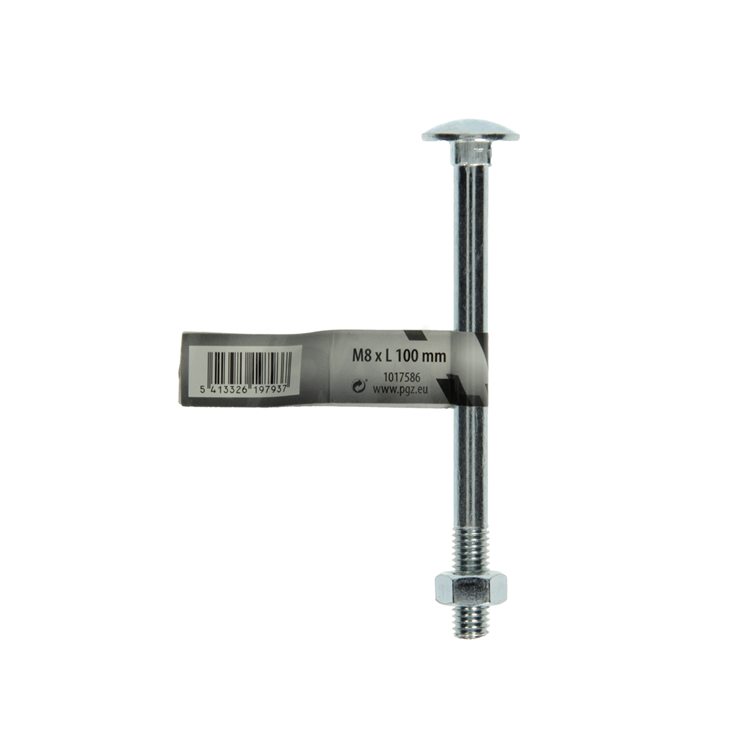 Mack 1017586 – Holzschraube + Mutter aus verzinktem Stahl, 1 Stück, M8 x 100 mm | 10 Stück