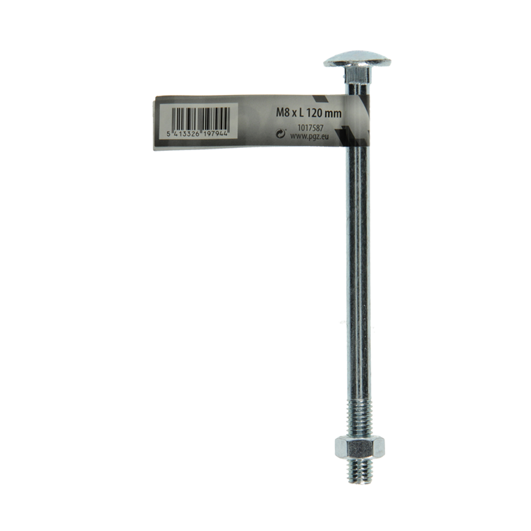 Mack 1017587 – Holzschraube + Mutter aus verzinktem Stahl, 1 Stück, M8 x 120 mm | 10 Stück