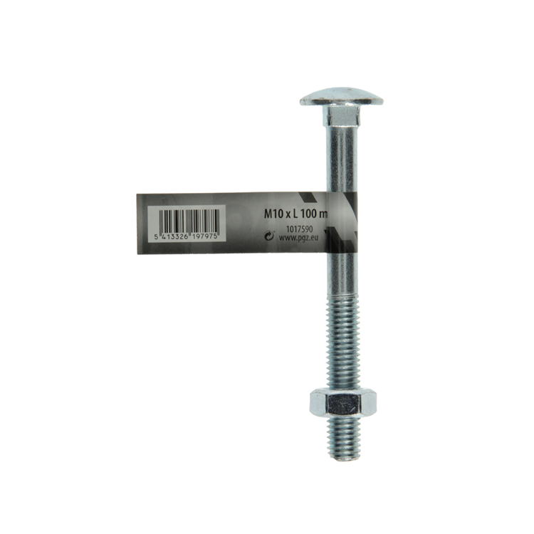 Mack 1017590 – Holzschraube + Mutter aus verzinktem Stahl, 1 Stück, M10 x 100 mm | 10 Stück