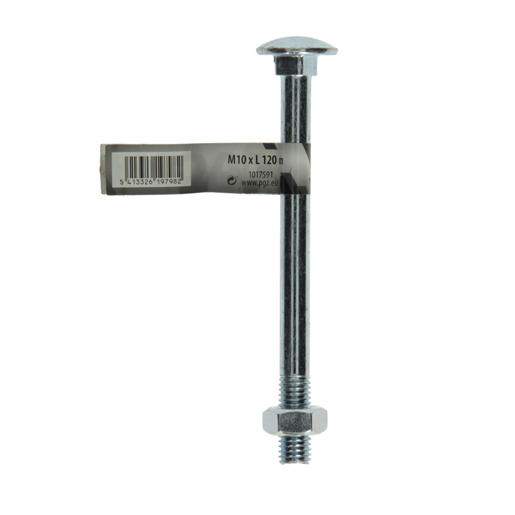 Mack 1017591 – Holzschraube + Mutter aus verzinktem Stahl, 1 Stück, M10 x 120 mm | 10 Stück