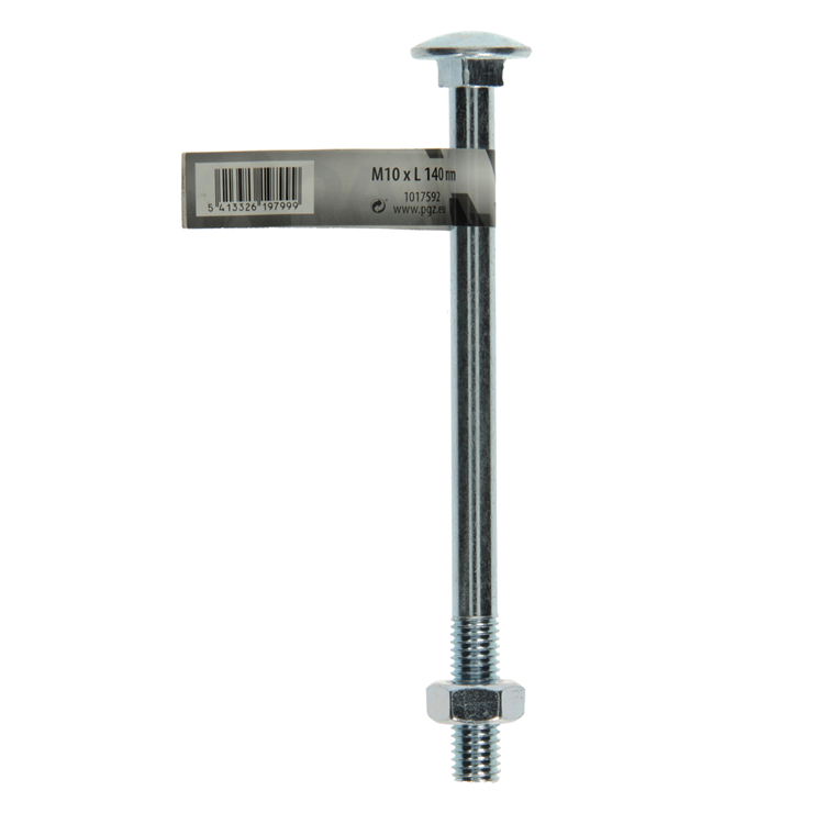 Mack 1017592 – Holzschraube + Mutter aus verzinktem Stahl 1 Stück M10 x 140 mm | 10 Stück