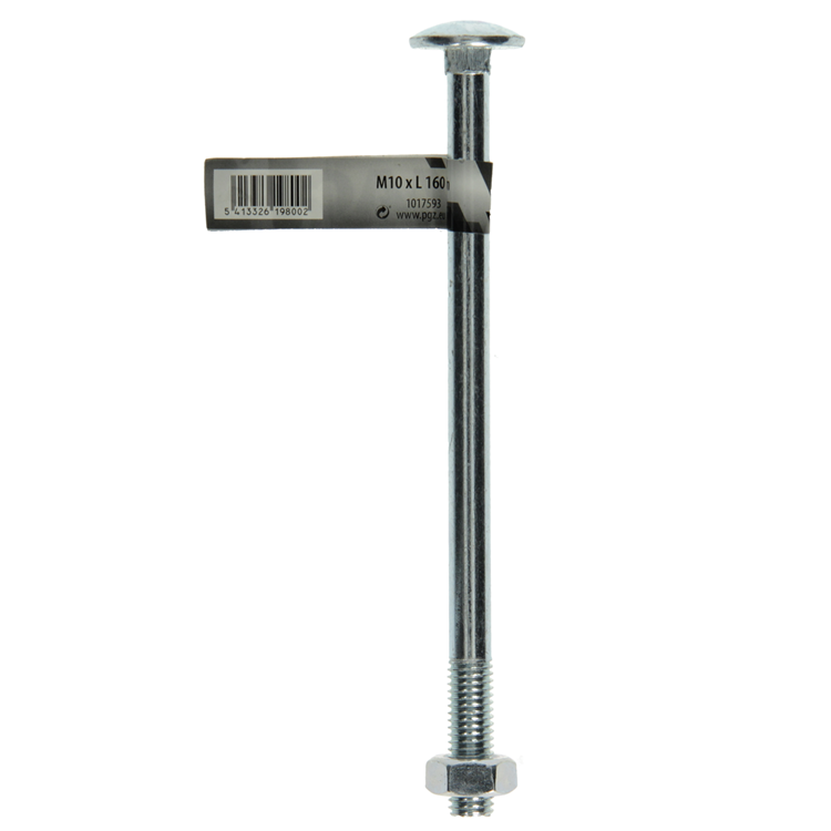 Mack 1017593 – Holzschraube + Mutter aus verzinktem Stahl, 1 Stück, M10 x 160 mm | 10 Stück