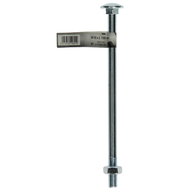 Mack 1017594 – Holzschraube + Mutter aus verzinktem Stahl, 1 Stück, M10 x 180 mm | 10 Stück