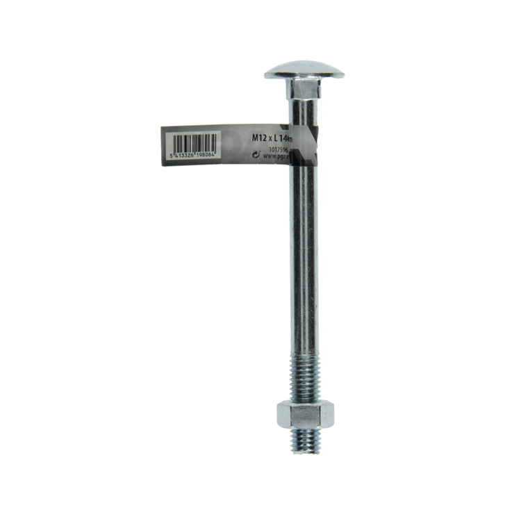 Mack 1017596 – Holzschraube + Mutter aus verzinktem Stahl, 1 Stück, M12 x 140 mm | 10 Stück