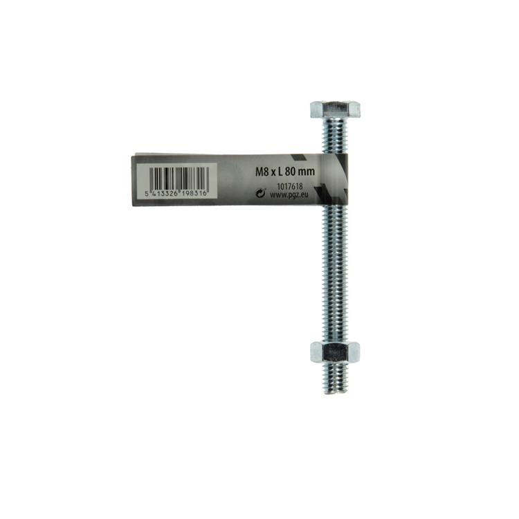 Mack 1017618 – Hahnschraube + Mutter aus verzinktem Stahl, 1 Stück, M8 x 80 mm | 10 Stück