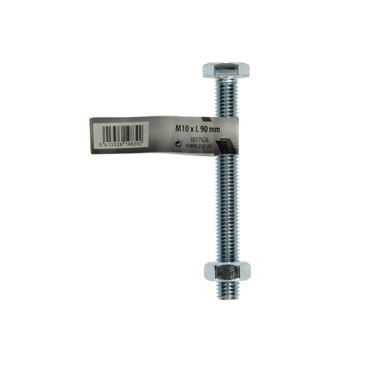 Mack 1017626 – Hahnschraube + Mutter aus verzinktem Stahl, 1 Stück, M10 x 90 mm | 10 Stück