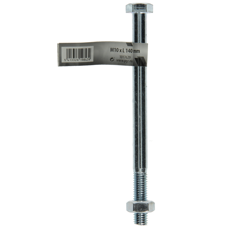 Mack 1017629 – Mechanikschraube + Mutter aus verzinktem Stahl 1 Stück M10 x 140 mm | 10 Stück