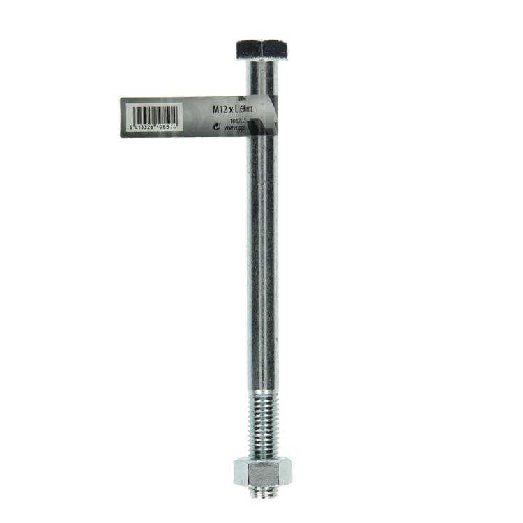 Mack 1017637 – Mechanikschraube + Mutter aus verzinktem Stahl 1 Stück M12 x 160 mm | 10 Stück
