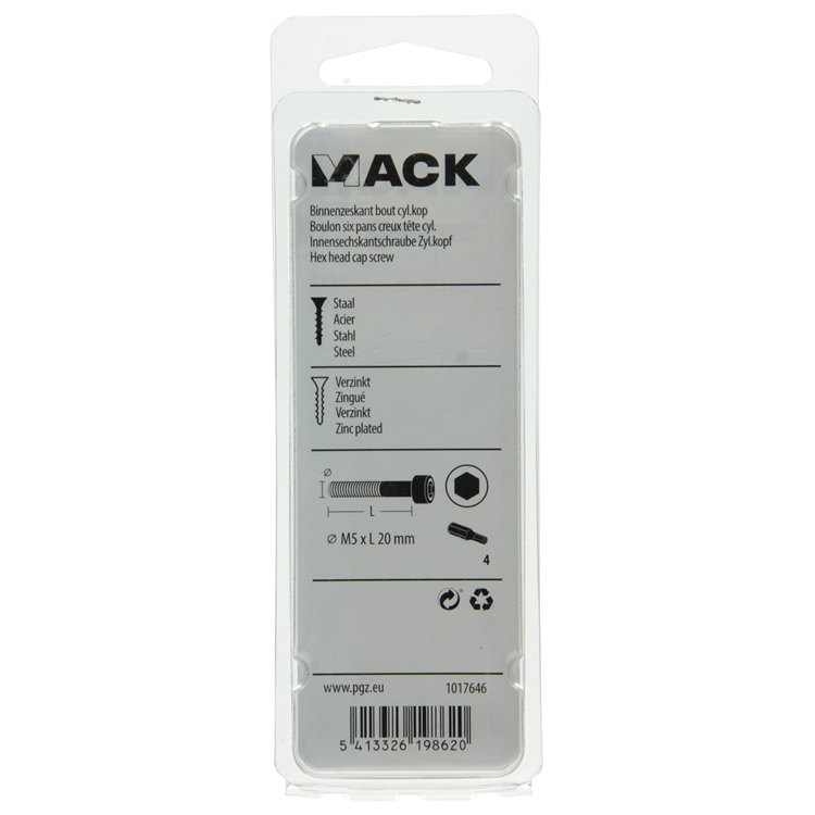 Mack 1017646 - Innensechskantschraube Zyl. Kopf plattiert. 10 Stück m5 x 20 mm | 10 Stück