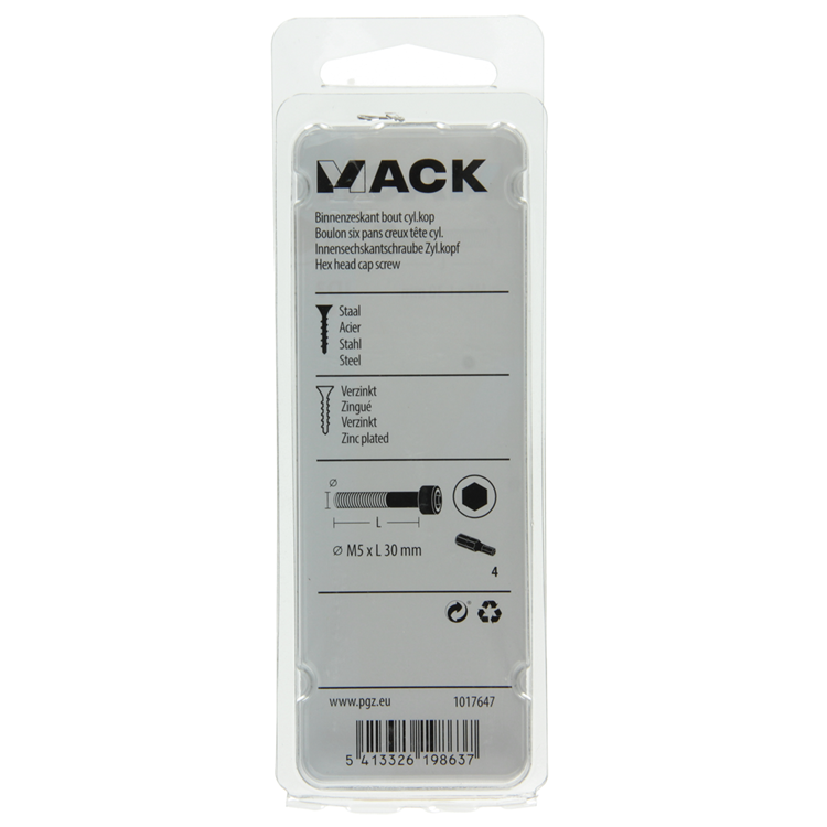 Mack 1017647 - Innensechskantschraube Zyl. Kopf plattiert. 8 Stück m5 x 30 mm | 10 Stück