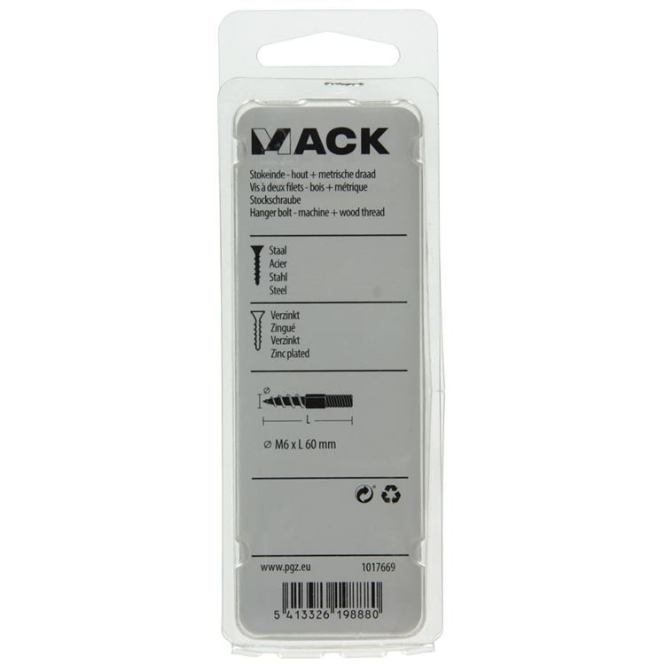 Mack 1017669 – Stockendholz + Meterware. Drahtleitung 5 Stück m6x60 | 10 Stück