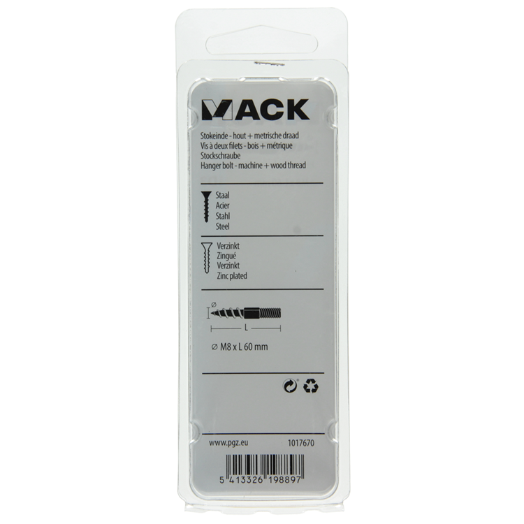 Mack 1017670 - Stockendholz + Meterware. Drahtleitung 4 Stück m8x60 | 10 Stück