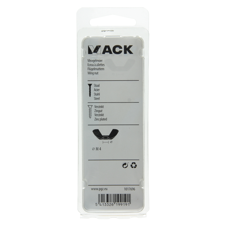 Mack 1017696 – Flügelmutter aus verzinktem Stahl, 6 Stück, M4 | 10 Stück