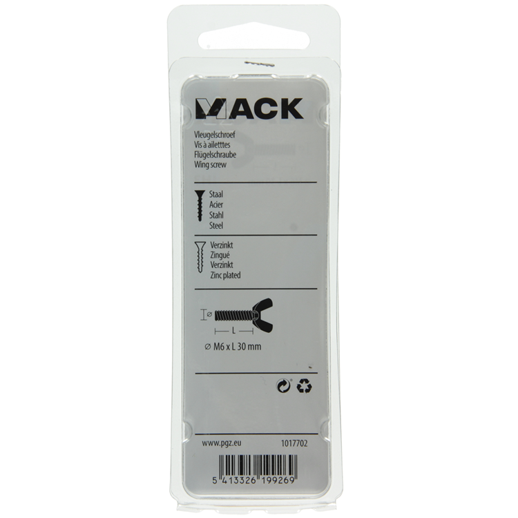 Mack 1017702 - Flügelschraube gelb verzinkt 3 Stück M6 x 30 mm | 10 Stück