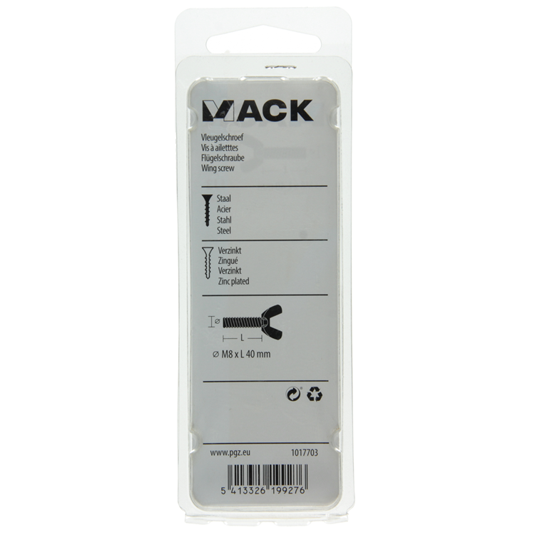 Mack 1017703 - Flügelschraube gelb verzinkt 2 Stück M8 x 40 mm | 10 Stück