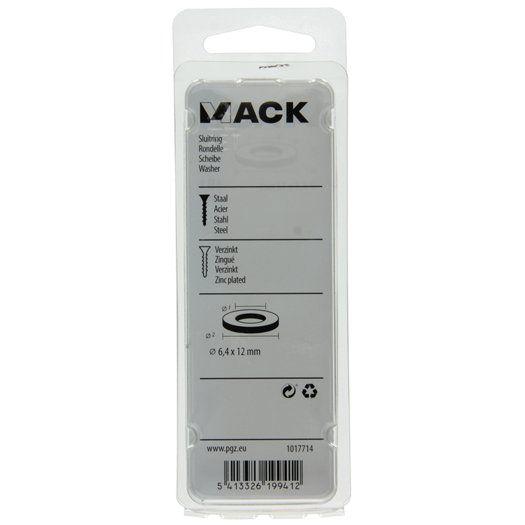 Mack 1017714 – Unterlegscheibe aus verzinktem Stahl, 40 Stück, 6,4 x 12 mm | 10 Stück