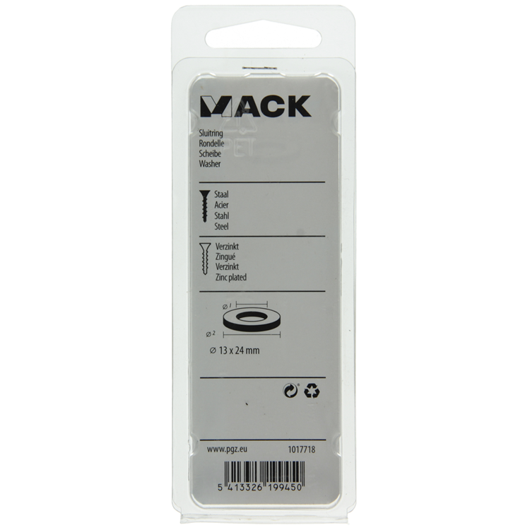 Mack 1017718 - Unterlegscheibe Stahl verzinkt 12 Stück 13 x 24 mm | 10 Stück