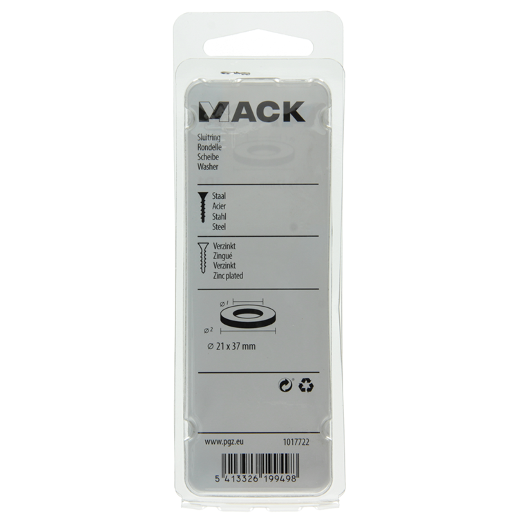 Mack 1017722 - Unterlegscheibe Stahl verzinkt 4 Stück 21 x 37 mm | 10 Stück