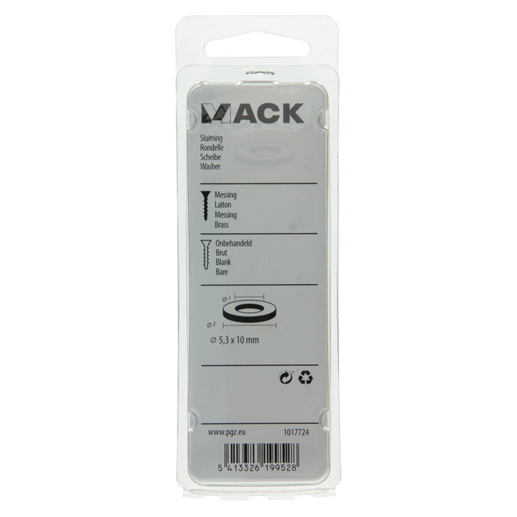 Mack 1017724 - Unterlegscheibe Messing 12 Stück 5,3 x 10 mm | 10 Stück