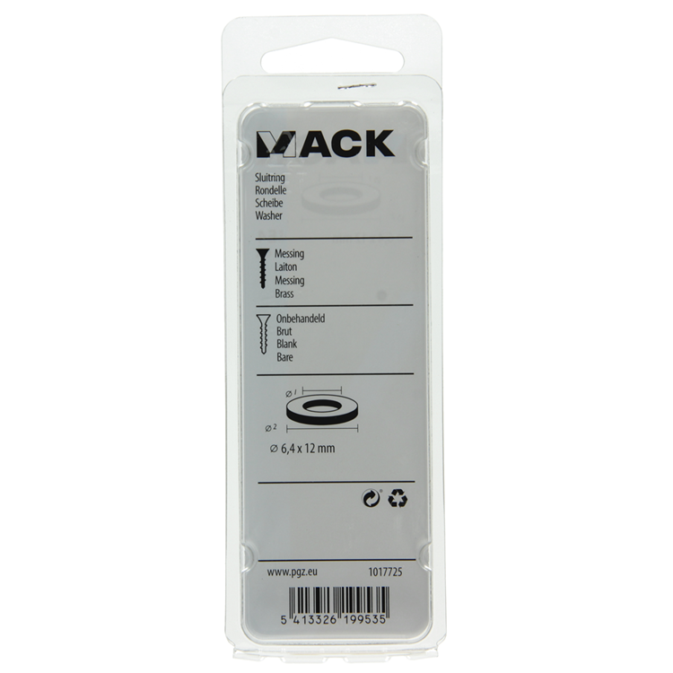 Mack 1017725 - Unterlegscheibe Messing 6 Stück 6,4 x 12 mm | 10 Stück